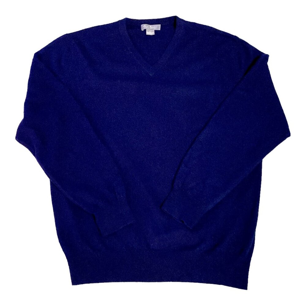 Daniel Cremieux Sweater Mens L 100% Cashmere Navy Pullover Signature Minimalist